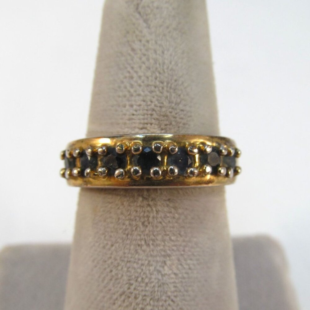 Sapphire Gemstone Gold Plated over 925 Sterling Silver Ring - Size 6